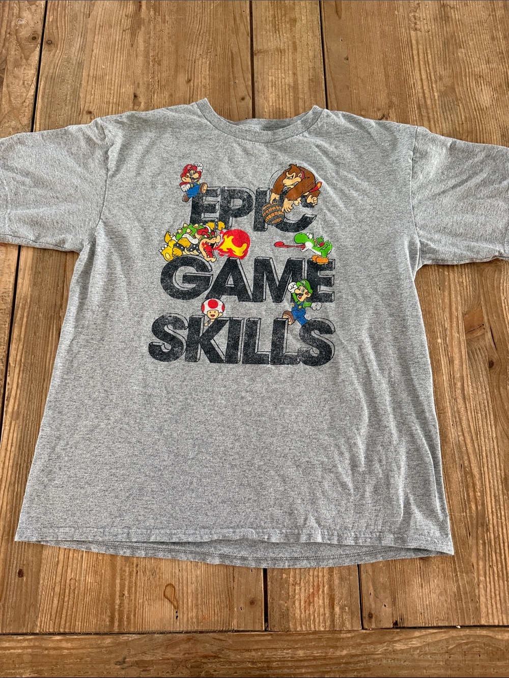 Nintendo Super Mario Graphic Tee in Gray with Colorful Character Art
